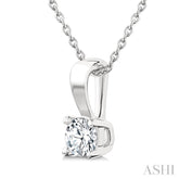 1/3 Ctw Prong Set Round Cut Diamond Solitaire Pendant With Chain in 14K White Gold